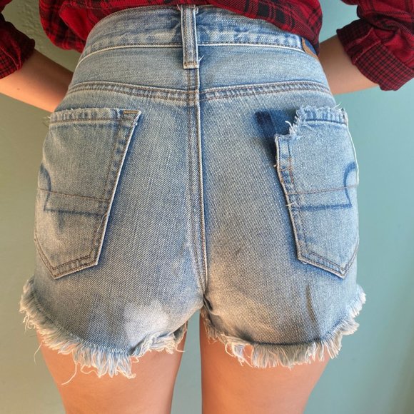 Vintage High Rise Festival Distressed Denim Shorts - Picture 2 of 5